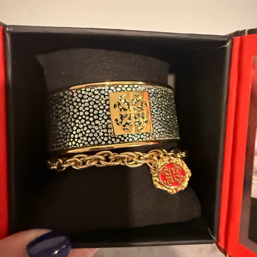 Rustic Cuff Gold and Black Bracelet